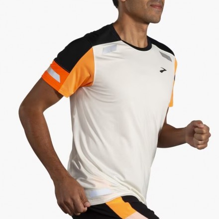 BROOKS Run Visible Short Sleeve 2.0-Ecru/Fluoro Flash/Black