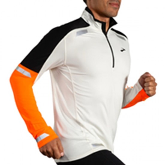 BROOKS Run Visible 1/2 Zip 2.0- Ecru/Fluoro Flash/Black